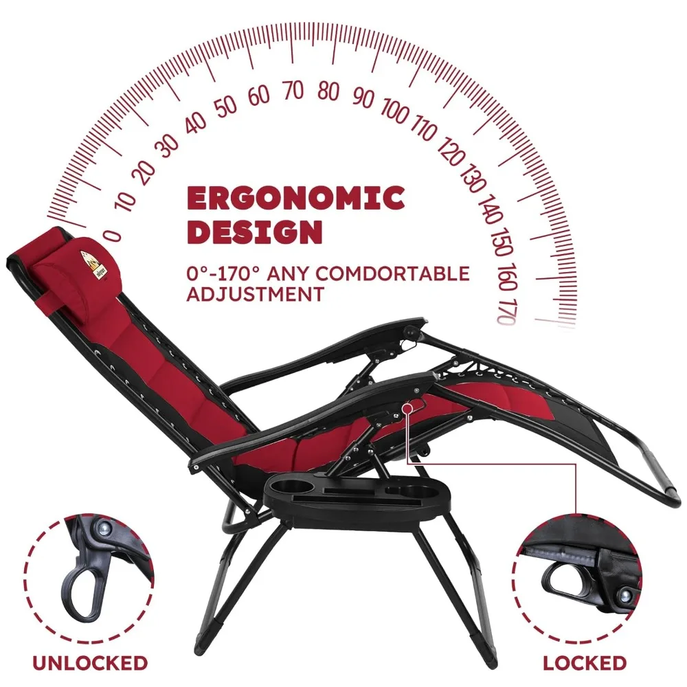 

Oversized Padded Zero Gravity Lounge Chair Set of 2, Foldable Patio Anti Gravity Reclining Chairs Folding Lawn, Customized