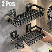 2pcs Wall mounted rectangular rack wall mounted shower shampoo rack no drill rack tripod bathroom rack towel rack