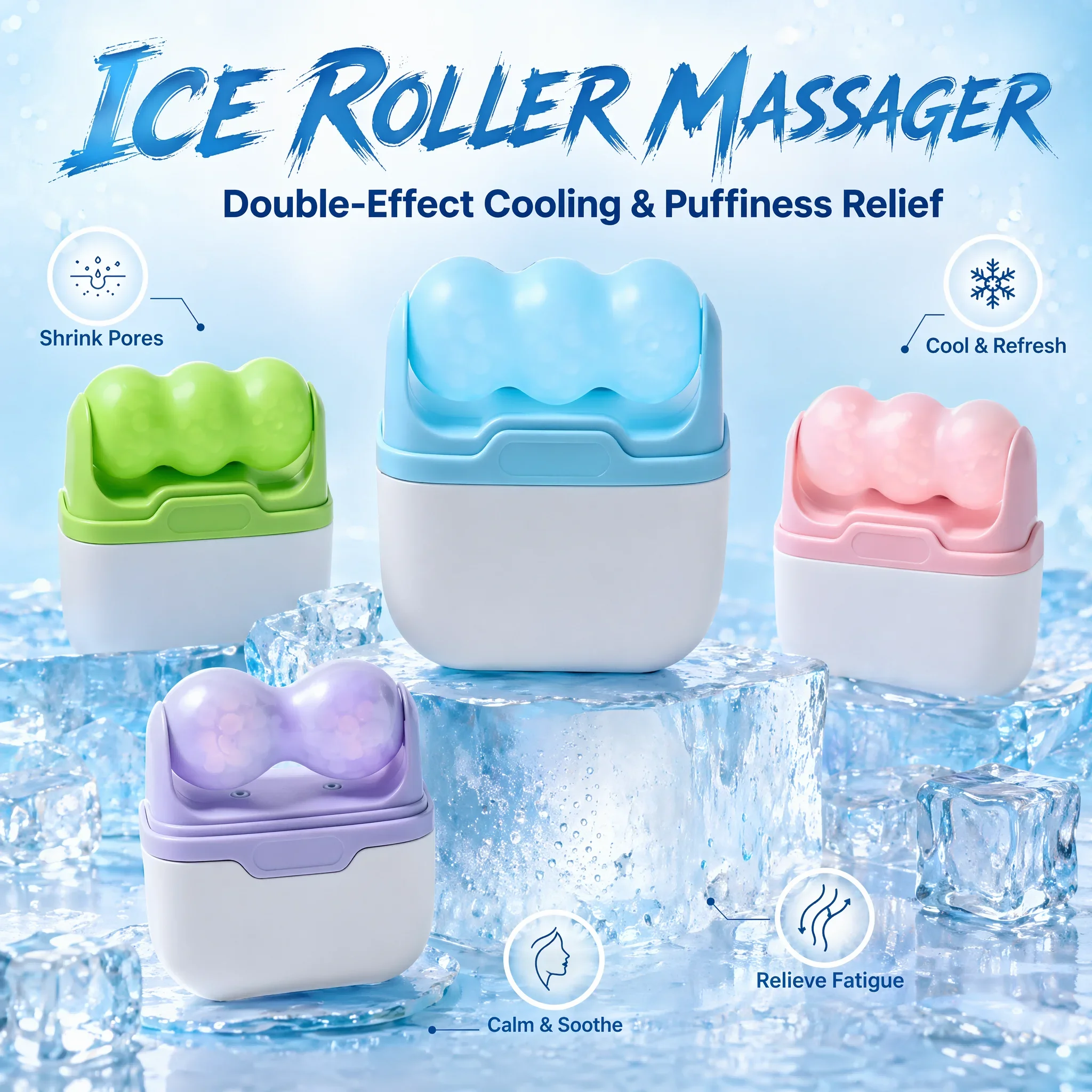 

Double-Headed Ice Roller, Resin Non-Electric Facial & Body Massage Tool, Skin Care Device to Reduce Puffiness & Soothe Skin
