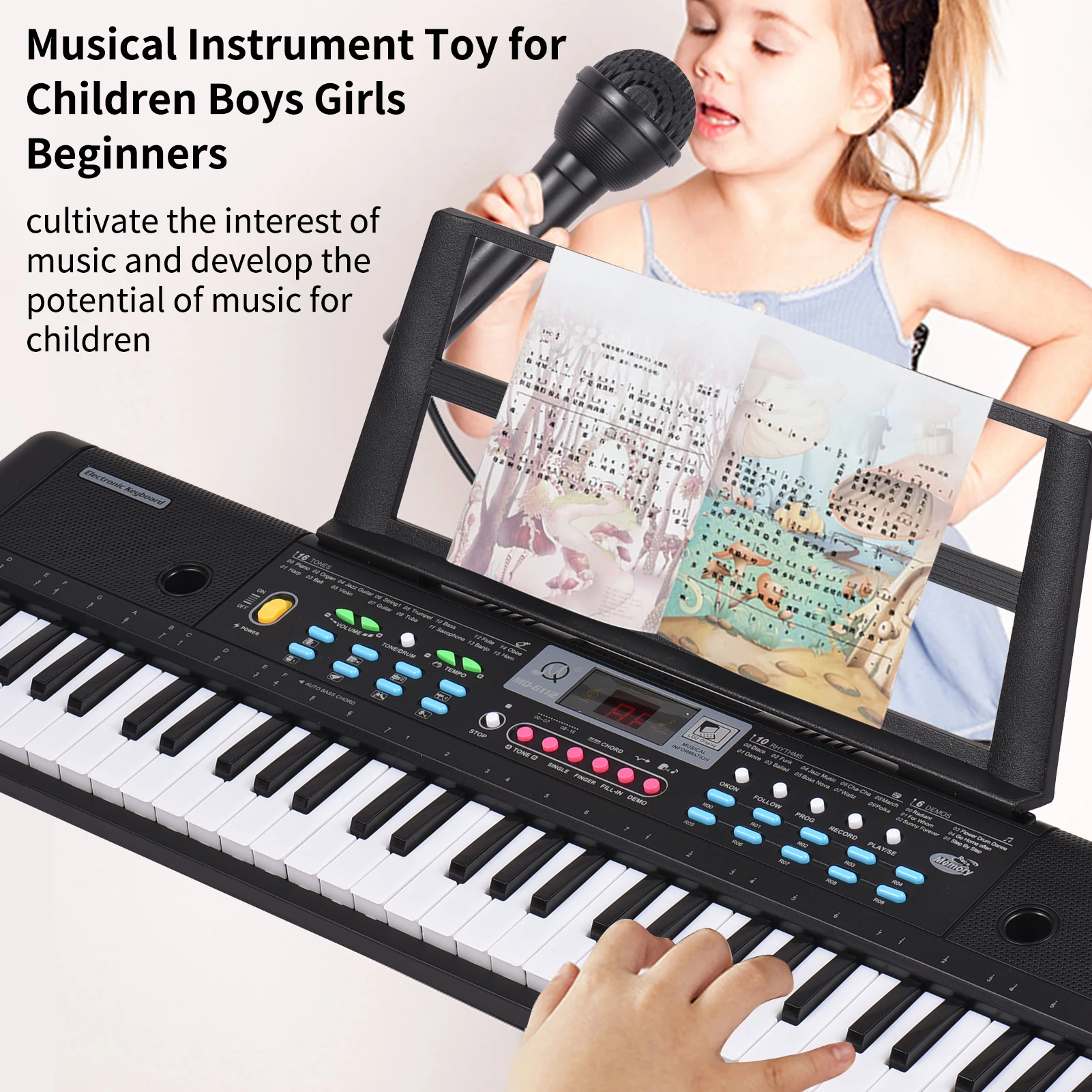 61 Keys USB Electronic Organ Kids Electric Piano Digital Music Electronic Keyboard LED Display Kids Gift Musical Instrument