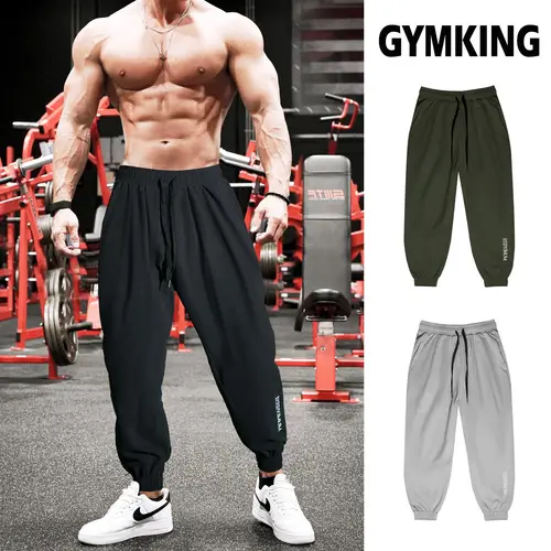 Imagen 1 del producto Pantalones deportivos musculosos para hombre, entrenamiento de baloncesto, correr, versión coreana holgada de pantalones deportivos informales, pantalones de Fitness a la moda