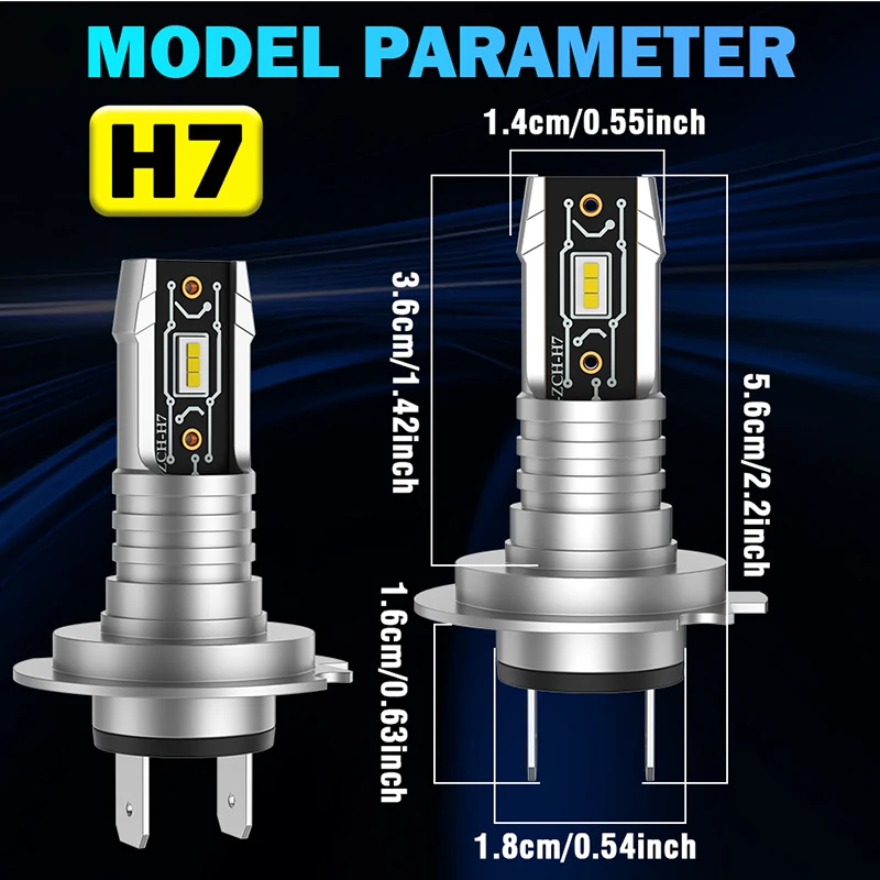 2PCS H7 LED Headlight Canbus Plug&Play Light Bulbs for Car With Fan Turbo Lamp 6000K Auto LED Light Fog Lamp High Power 12V view 6