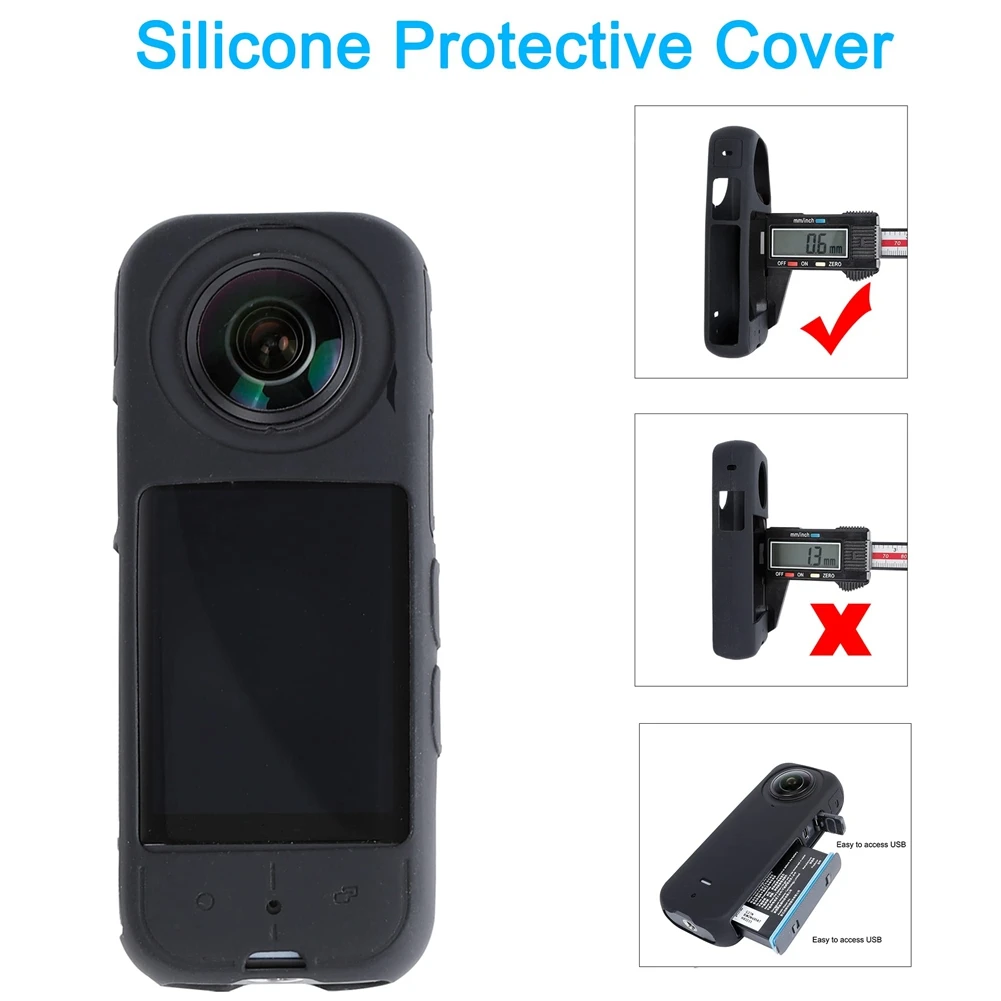 For Insta360 X3 Camera Protective Accessories Kit, Lens Guard/Silicone Protective Cover/Screen Protectors/Camera Case