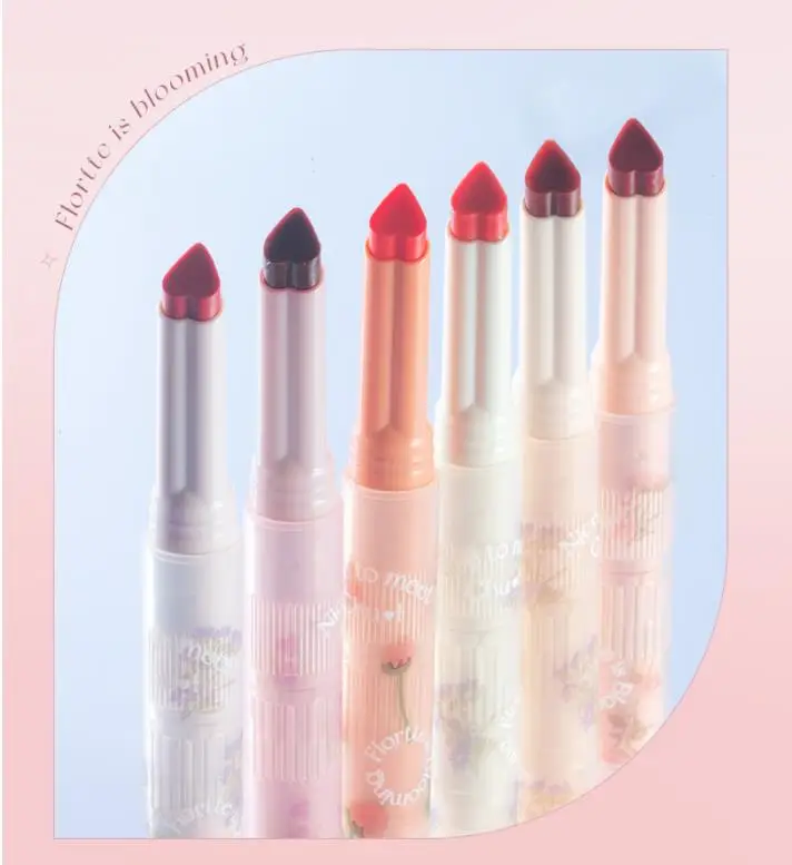 FLORTTE Jelly Mirror Watery Lipstick Pencil First Kiss Series Love Lip Glaze Hydrating Women Beauty Cosmetics