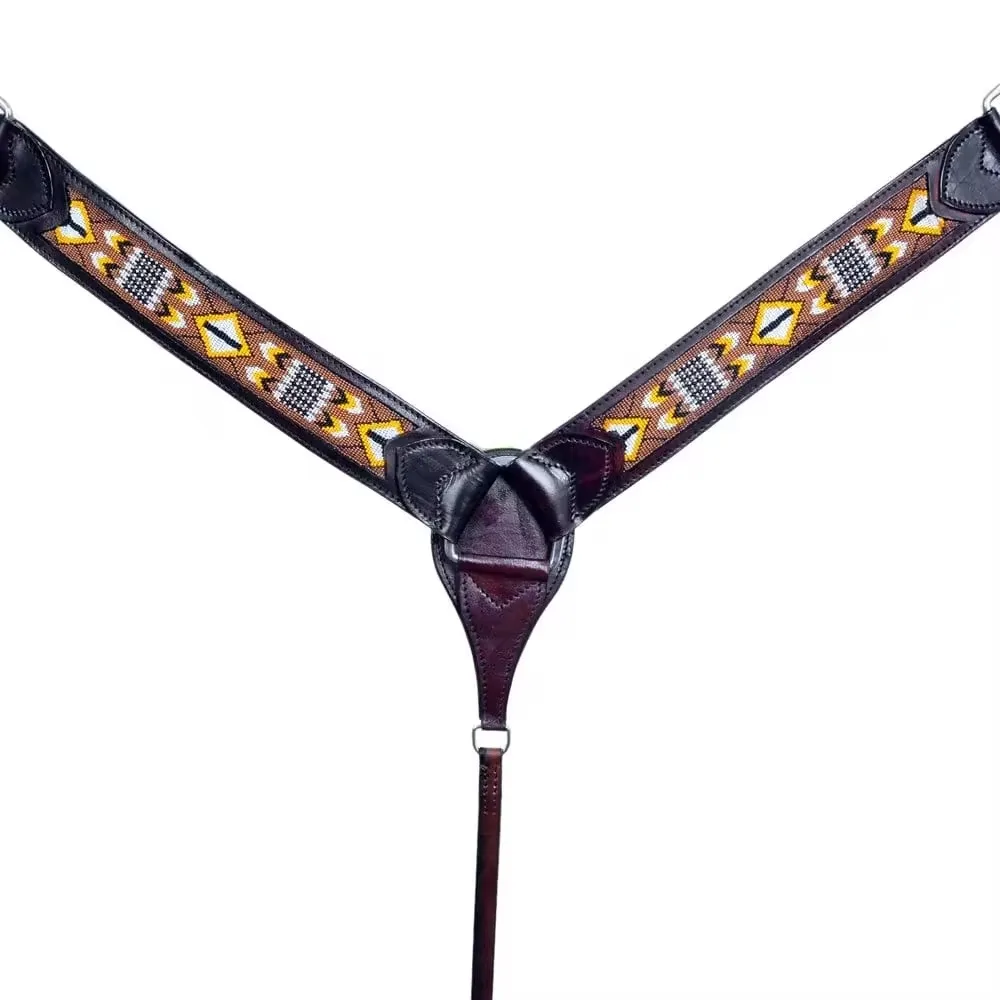 Western Headstall & Breast Collar Set Leather Cowhide Lightweight Custom Beaded Modern Design Horse Ridding Equipments