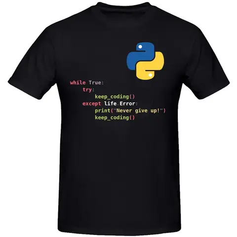 Motivational Python Programming T Shirt Men Loose Causal Fashion Geek C++ Graphic Tshirts Summer Euro Sized Coder Computer Tee