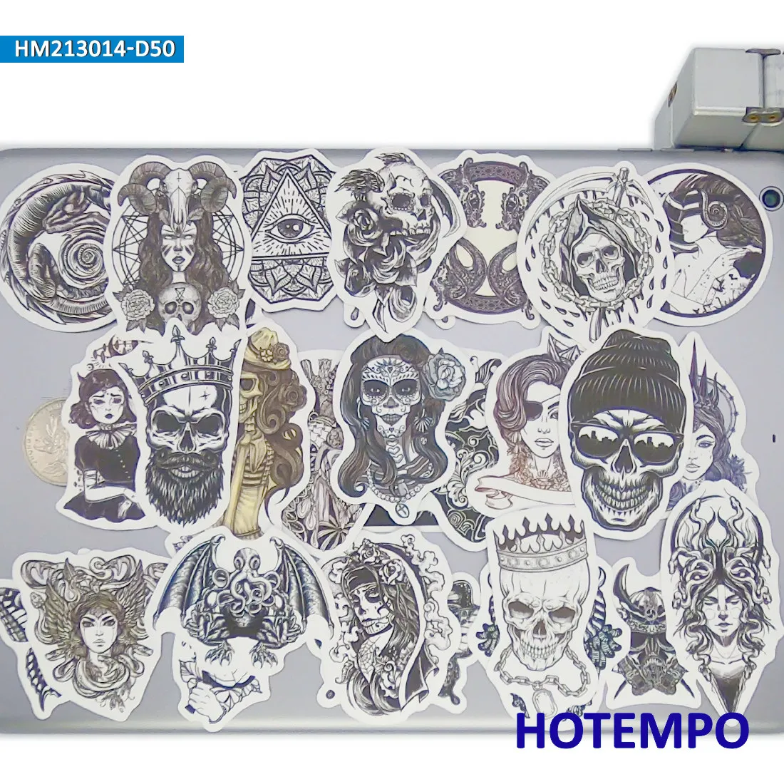 مجموعة ملصقات الساحرة القوطية، Monster Demon Skull Retro Art، لأجهزة الكمبيوتر المحمول وهاتف السيارة والدراجات النارية، حزمة ملصقات ممتعة، 20/30/50 قطعة #6
