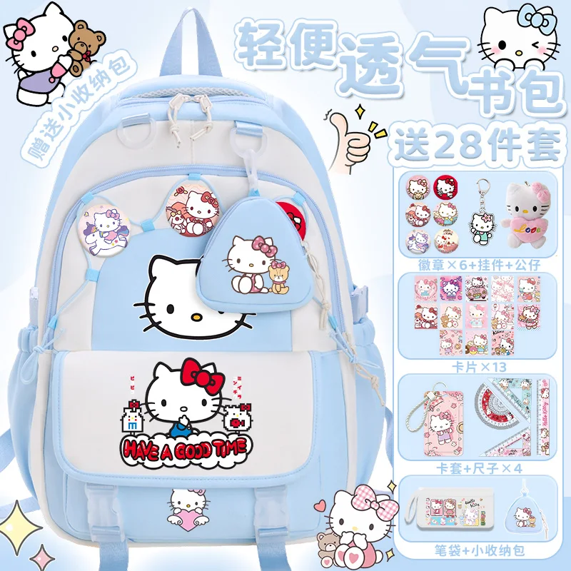 Hello Kitty Girls Backpack 2025 New Disney Cartoon Cute Dual-Shoulder Bag Large Capacity Teenage School Backpack