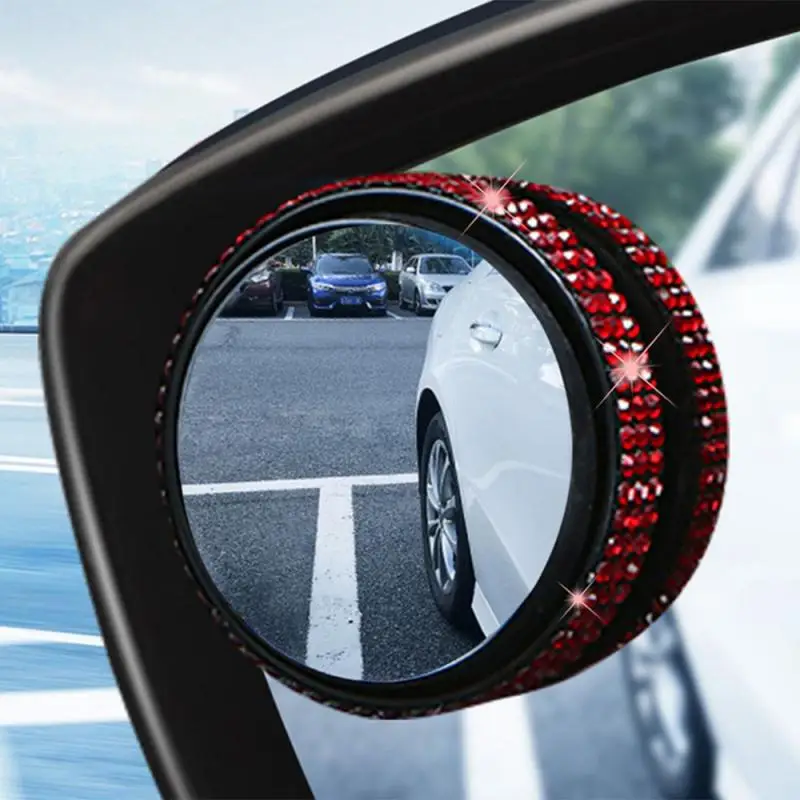 2/1PC 360 Degree Adjustable Round Frame Convex Blind Spot Mirror Safety Driving Wide-angle Clear Rearview Mirror Auto Accessorie