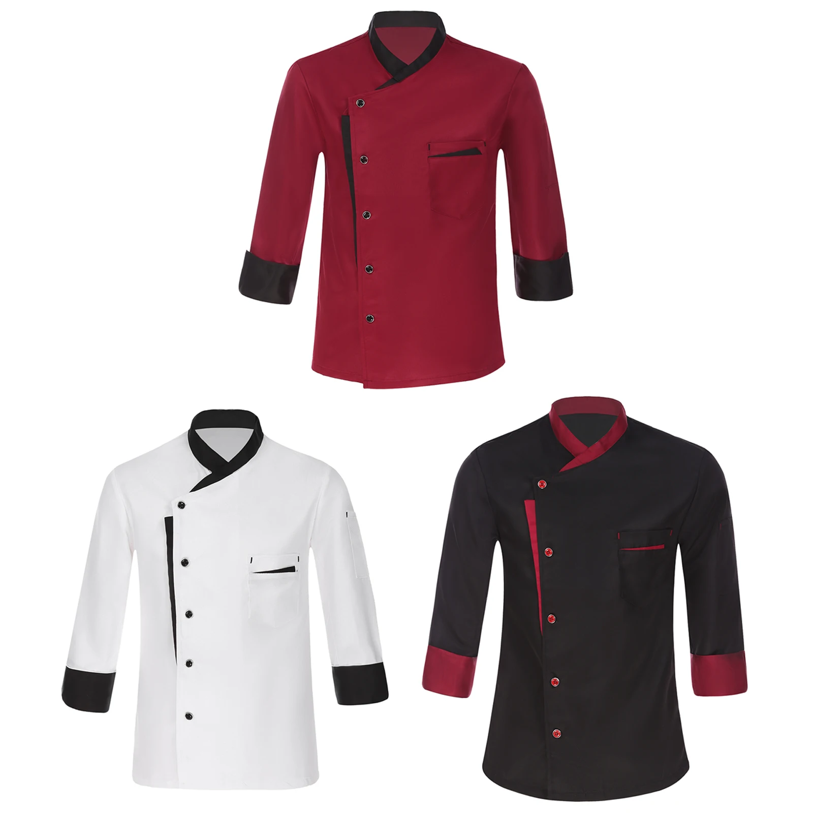 Chef Shirt Long Sleeve Waiter Workwear Cook Coat Jacket Cooks Uniform Kitchen Restaurant Hotel Work Food Service Clothes