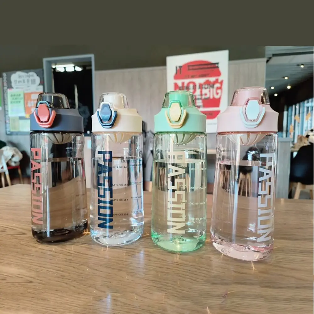 PC Sports Water Bottle Button Type Large Capacity Colorful Plastic Cup Scale with Tea Strainer Outdoor Sports Kettle