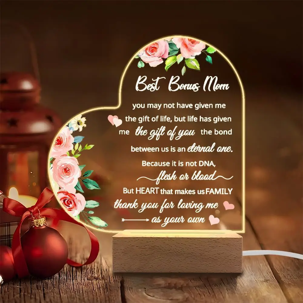 

1 шт., акриловые светящиеся аксессуары для фотосъемки, USB-основание, подарок мачеши, фигурки ко Дню матери/день рождения