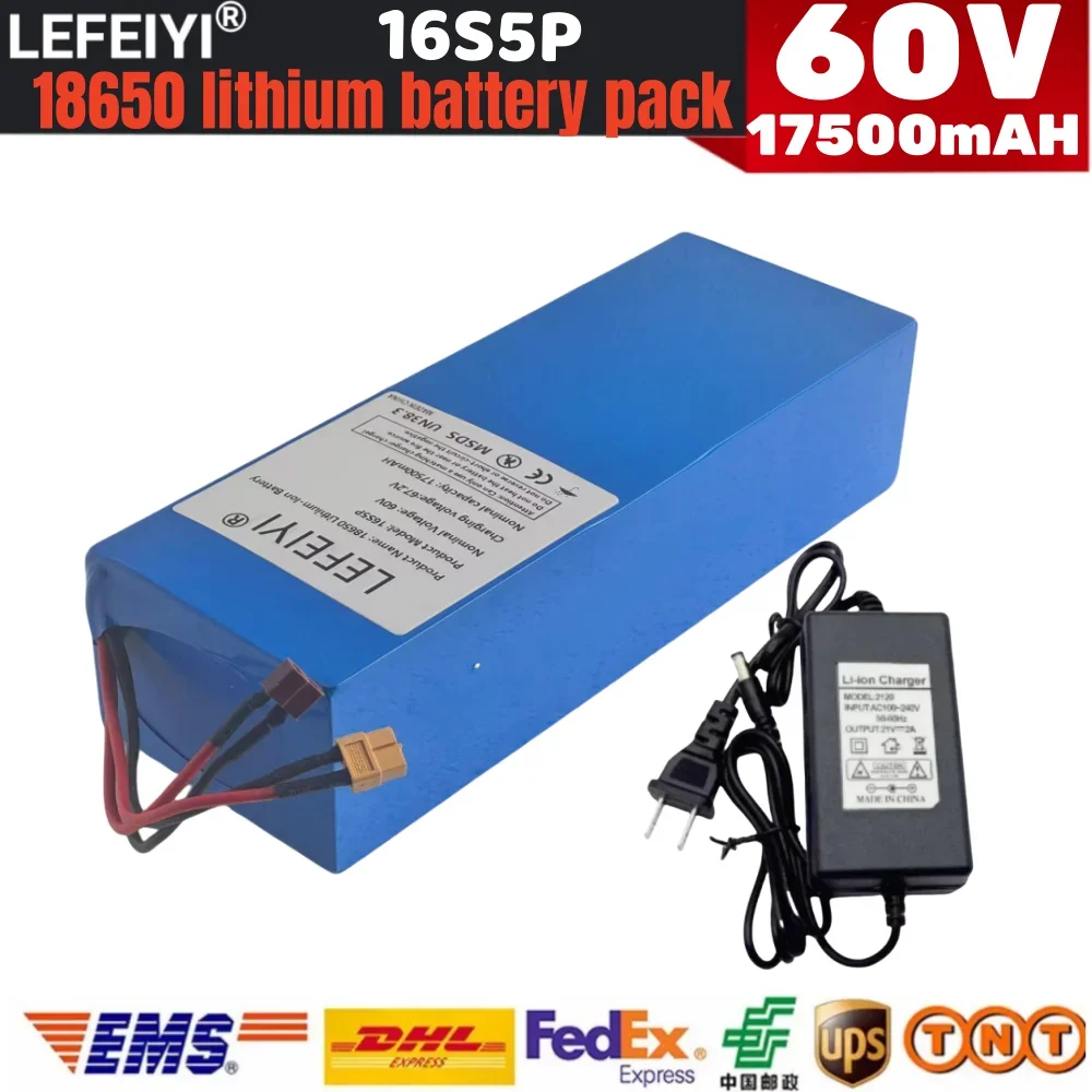 Electric Vehicle Lithium Battery 60V 17.5Ah 1800W Suitable for Harley Two-wheel Foldable Citycoco Electric Scooter Bicycle 18650