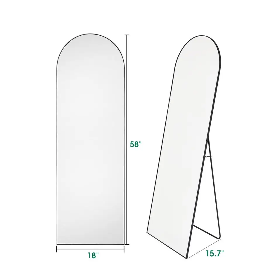 

Арочное зеркало в полный рост 58 дюймов (длина) x 18 дюймов (ширина), напольное и настенное, для гостиной, черное