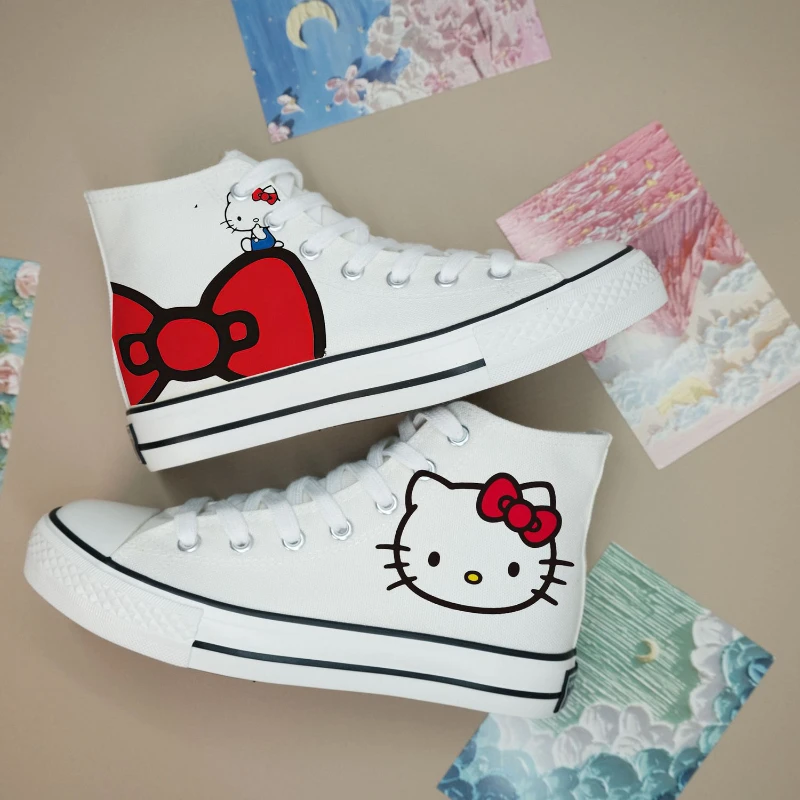 

Kids'Casual Shoes Canvas Hellokitty Spring Shoes For Children Outdoor Flat Anti-slip Breathable White Shoes Size 36-44