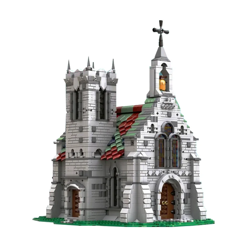 Gobricks moc a antiga igreja blocos de construção modelo medieval antiga igreja casa arquitetura tijolos montagem brinquedos crianças presentes