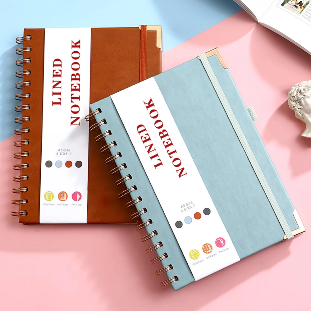 Cuaderno forrado A5, diario en espiral, cuaderno portátil de tapa dura, cuaderno multifunción de hojas sueltas para hombres y mujeres