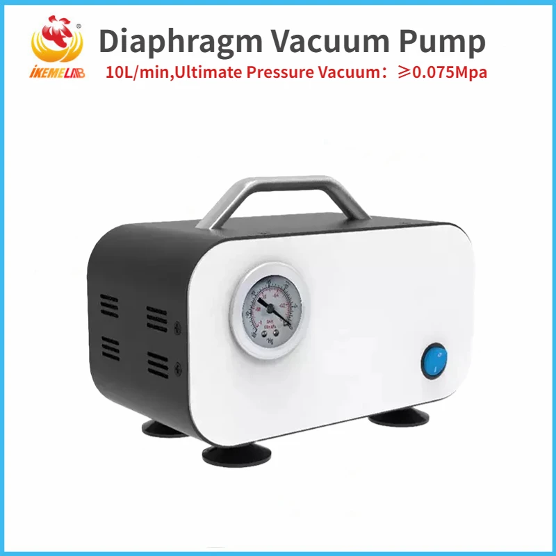 IKEME Laboratory Diaphragm Vacuum Pump 10L/min Disposable Vacuum Filter Bomba Se Vacio Biological Medicine Oil Free Vacuum Pump