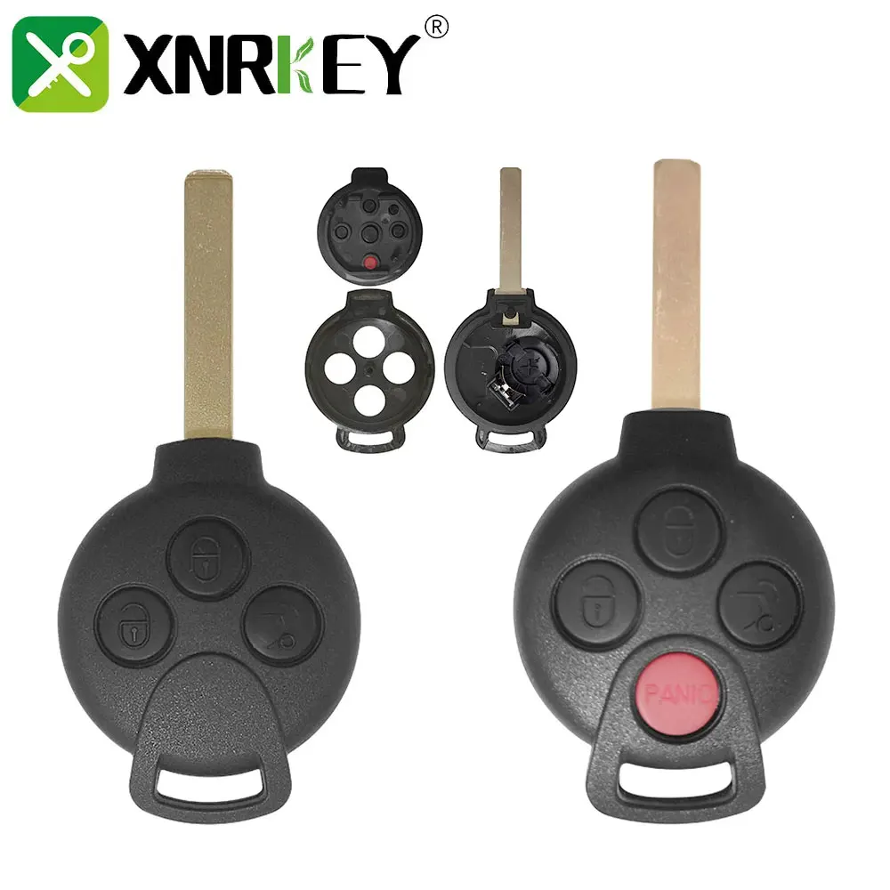 XNRKEY 3/4 Button Smart Remote Head Key Case Shell Cover For Mercedes Benz Smart Fortwo 451 2007-2013 Remote Car Key Case Fob