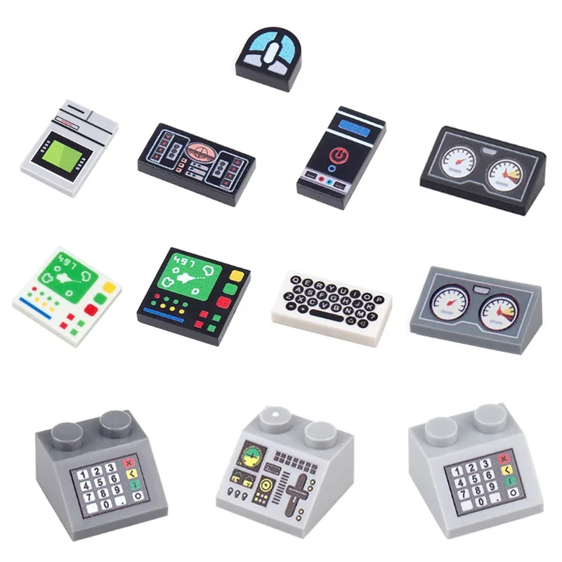 Akcesoria do drukarek scenicznych, klocki konstrukcyjne, ekran deski rozdzielczej, klawiatura, mysz, przyciski sterujące, mini kompatybilne klocki, zabawka N08