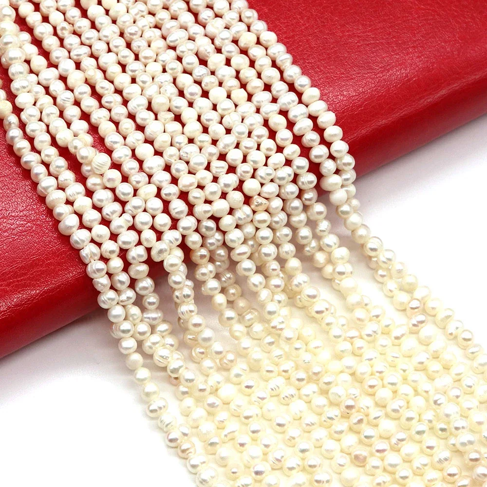 

1strand 1.8-6mm Natural Freshwater Pearl Loose Beads Irregular Round Shaped White Color DIY Making Necklace Bracelets