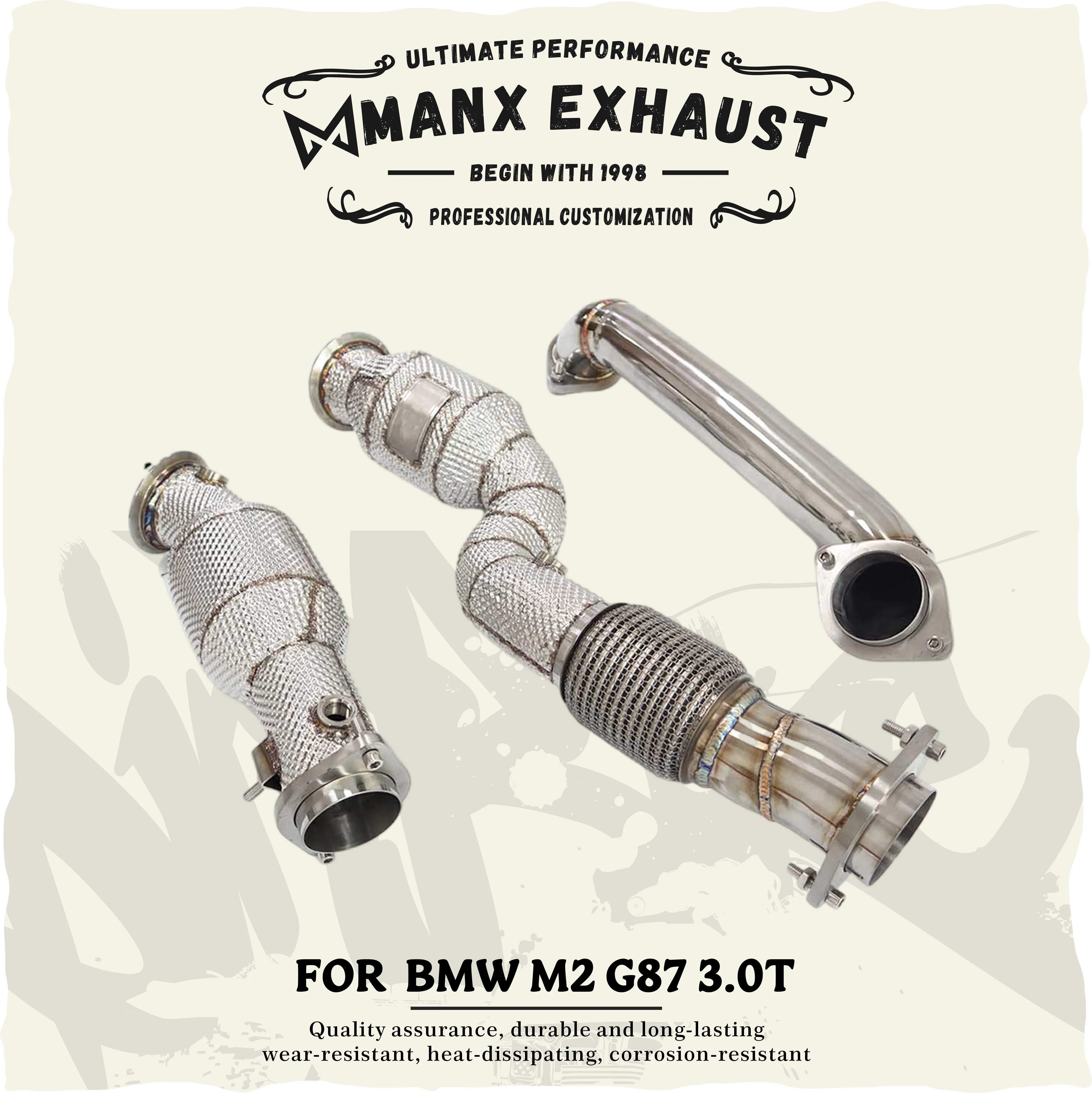

Suitable for BMW M2 G87 3.0T Stainless steel Downpipe resonant tube Performance Exhaust fitting With heat shield