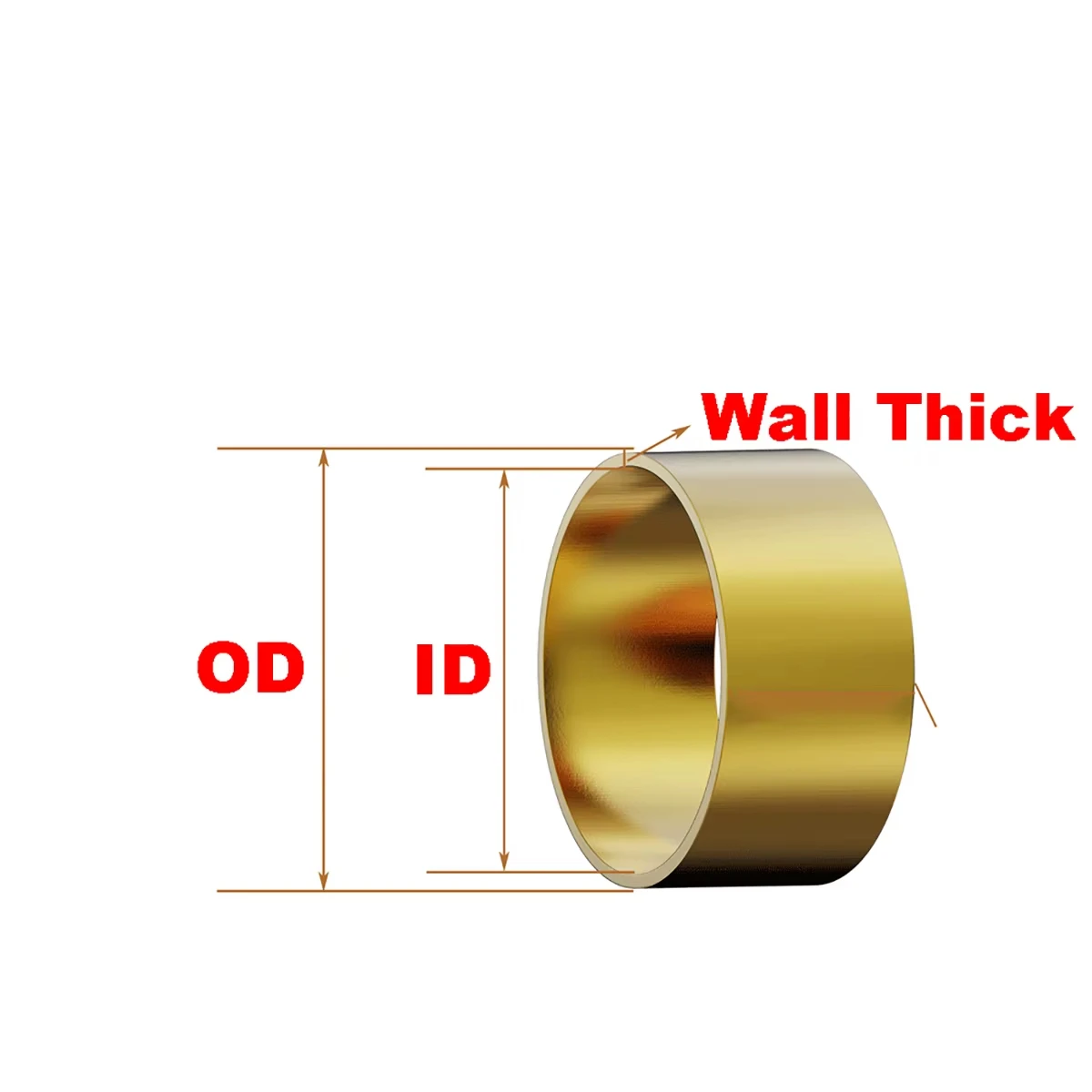 2Pcs Brass Sleeve Thick 1mm OD 6/8/9/10/12/14/16/18/20-40mm Base Bushing Wall Bearing Sleeve for Slide Block Length 6-50mm