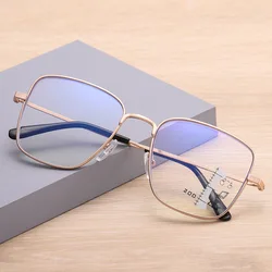 2023 Reading Glasses Multifocal Presbyopic Glasses Large Frame Anti Blue Light Glasses Multifocal Dual Purpose Eyewear