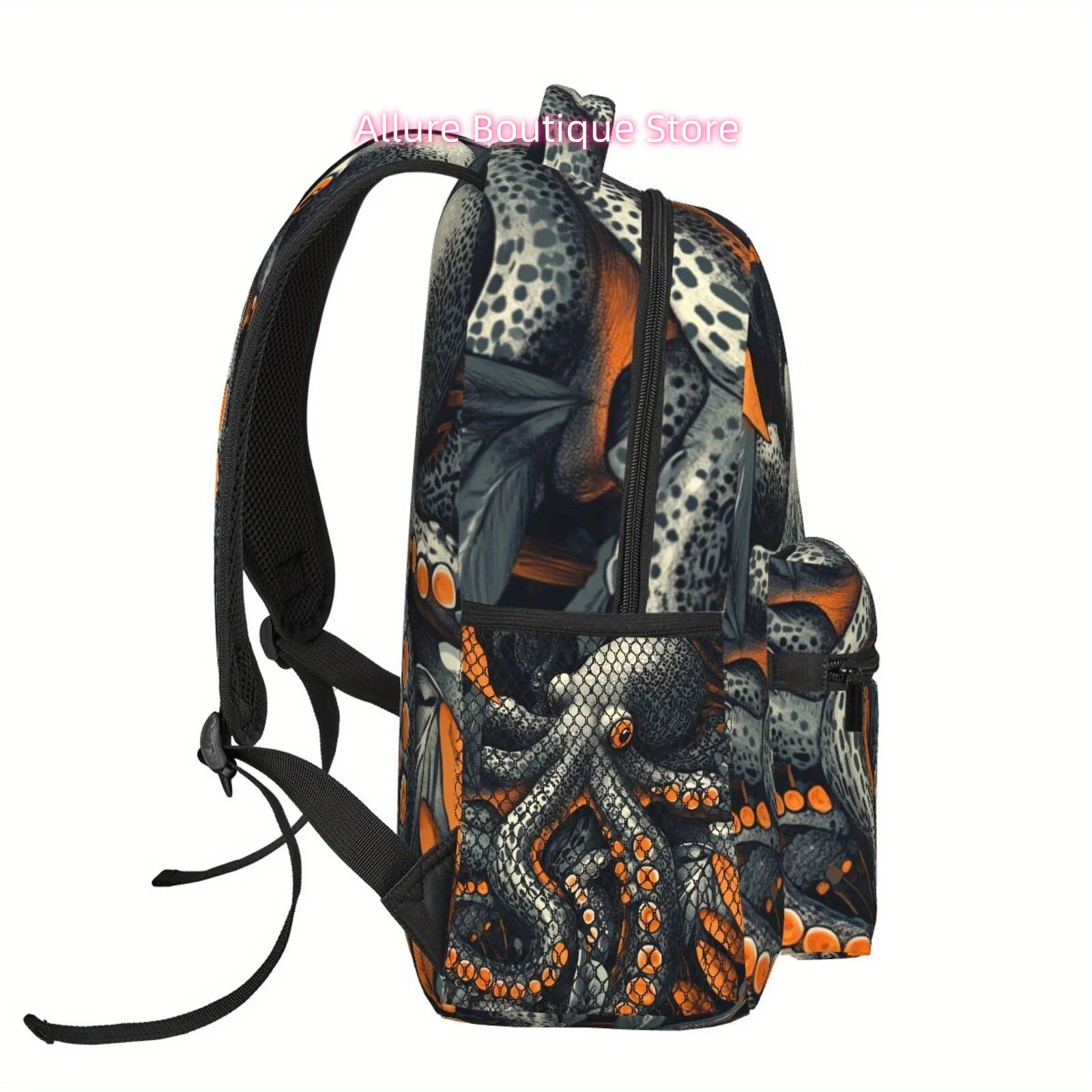 Vibrant Octopus Print Backpack with Adjustable Straps, Lightweight, Multiple Compartments, Zipper Closure - Ideal for School, Tr
