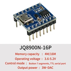 Voice Music Player Module,JQ8900N-16P USB Download 3W Audio Broadcast MP3 Playback Chip,7 Trigger Serial Port Control 4M/16M