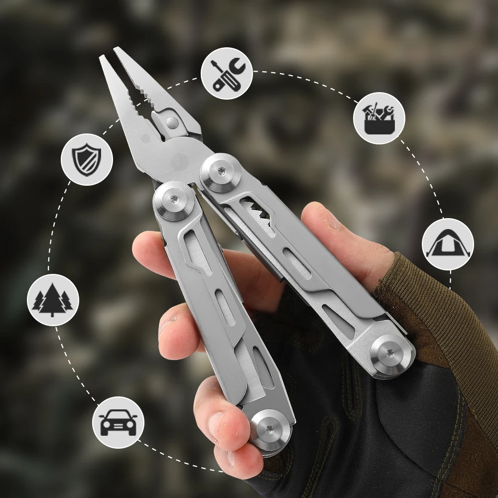 Multi-tool Pliers pocket knife, bottle opener screwdriver with nylon sheath suitable for survival camping, hunting and hiking