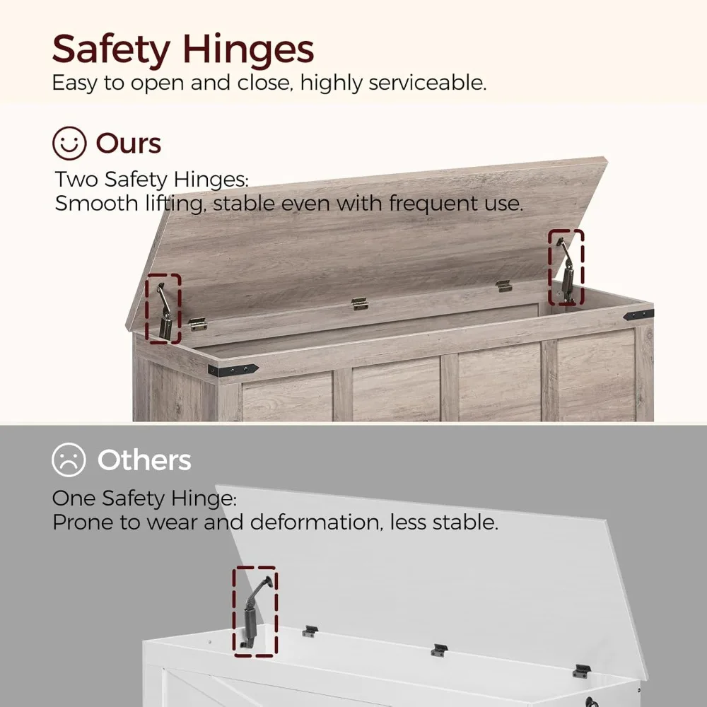 صندوق ألعاب كبير على شكل صندوق تخزين خشبي مع مفصلات أمان، مقعد أحذية للمدخل لغرفة الأطفال وغرفة المعيشة