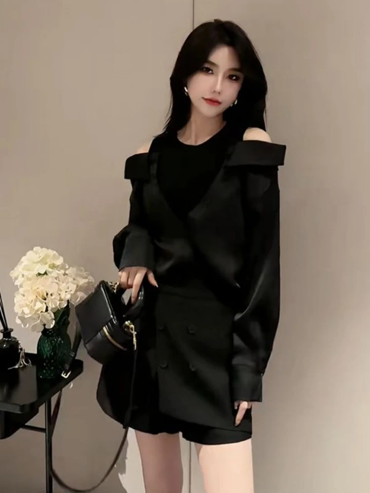 

Off Shoulder Loose Shirts & Blouses for Women Casual Youth Elegant Clothing Trend 2025 Chic Novelty Luxury Designer Woman Top