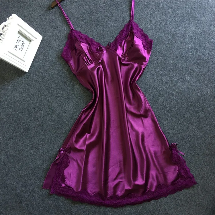 Chemise de nuit en dentelle patchwork avec nœud, chemise de nuit en tulle creux, chemise de nuit dos nu, pyjama confortable, document solide, mode sexy