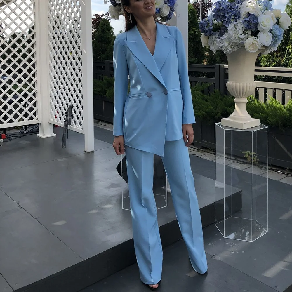 

High Quality Women's Suit Two Pieces Front Flat Two Button Peak Lapel Solid Color Elegant Fashion Outfit Daily Office Formal Set