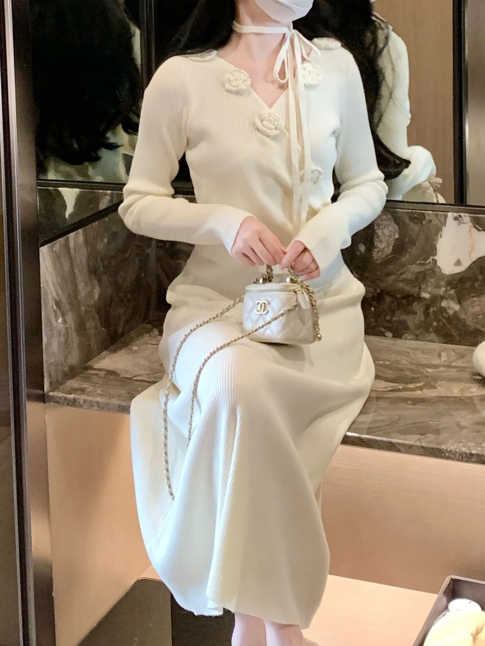 

Трикотажная юбка Youxiaozi Vanilla Rose 3D с длинными рукавами, мягкая, милая, в стиле принцесс, повседневная, для женщин, зимняя