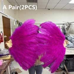 A Pair Fluffy Ostrich Feathers Fan Carnival Party Wedding Celebration Belly Dance Show DIY Decoration Fan Plumes Fan 100CM