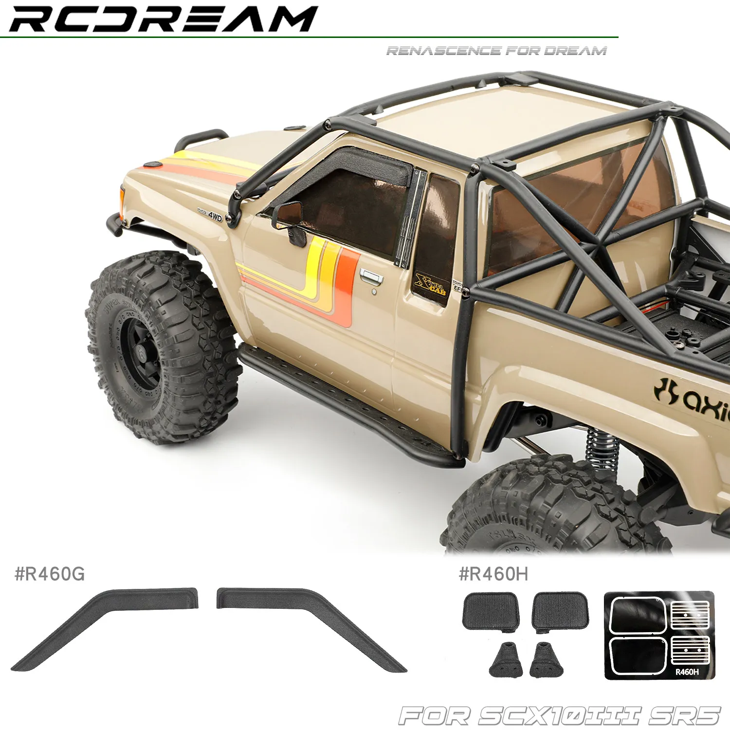 RCDream 1/10 Wind Fender/ Door Mirror Set for SCX10III SR5