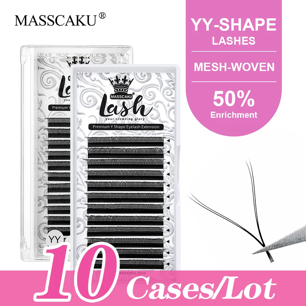 10case/lot MASSCAKU wholesale 0.07 thickness premium Y-shaped korea soft individual lashes faux mink lashes trays 8-15mm length