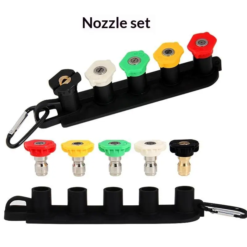 (BF06)Universal Pressure Washer Tips Multiple Degrees Nozzle 1/4 Inch Quick Connect With Nozzle Holder 5 Spray Nozzle Tips