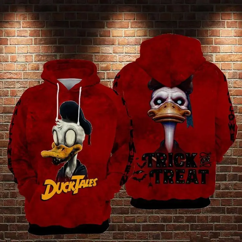 2024 Spring and Autumn 3D Printing Donald Duck Unisex Couple Hoodie Children's Street Leisure Sports Large Pullover