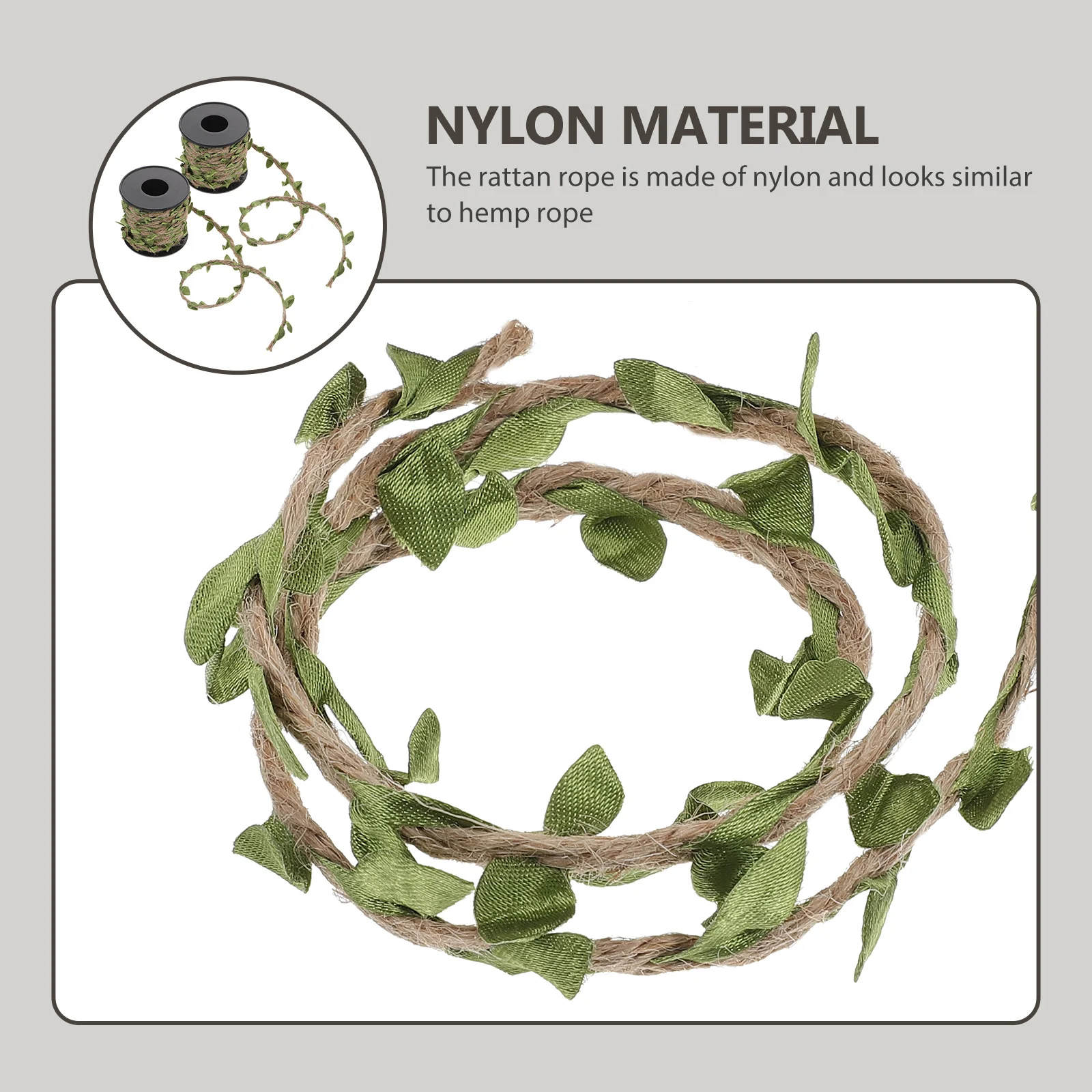 

2 Rolls Decorative Artificial Rattan Rope Realistic Green Leaves Hemp Rope for DIY Decor DIY Decorative Leaf Rattan