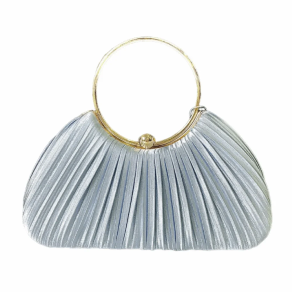 

Exquisite Evening Banquet Bag Temperament Portable Ladies Clutch Bag Light Luxury Solid Color Satin Pleated Handbag Girl Gift