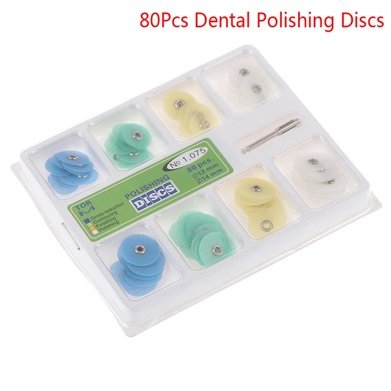 80Pcs Finishing Dental Disc Polishing Strips Mandrel Resin Filling Dentist Tools