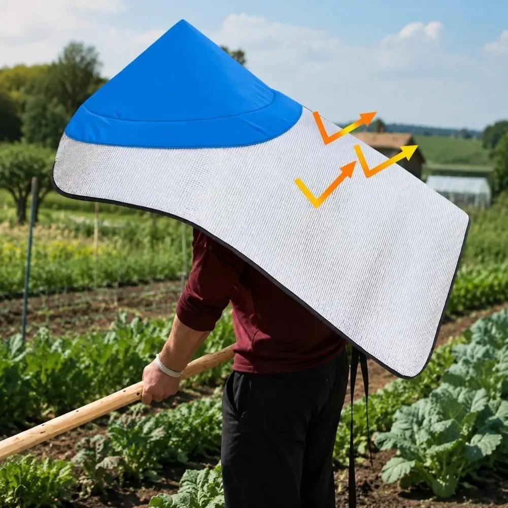 Large Coverage Sun Protection Cape Hat Silver Coated UV Resistant Wide Brim Sunshade Hat For Gardening Fishing Construction Work