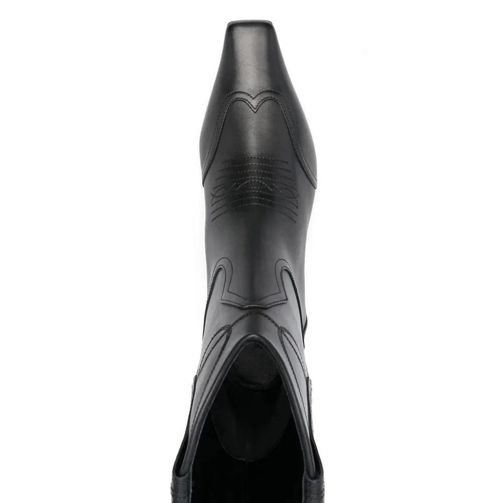 Arden Furtado 2025 เย็บปักถักร้อยสไตล์แห่งชาติรองเท้าสั้นสแควร์-HEAD SLIP-ON ส้นกลาง Suede โมเดิร์นรองเท้าขนาดใหญ่รองเท้า