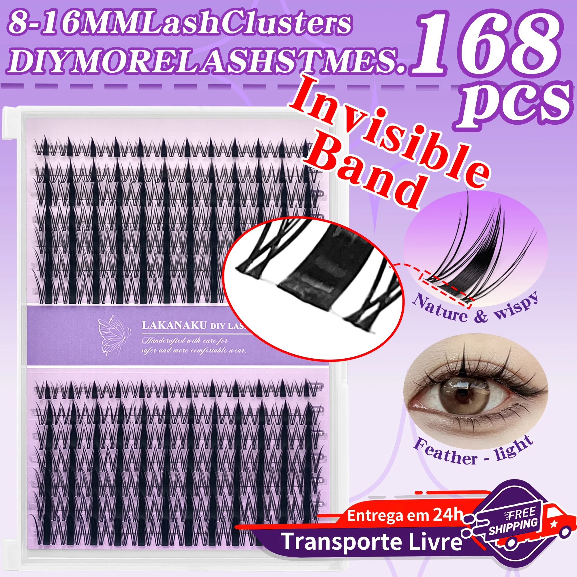 

LAKANAKU Invisible Bond Lash Fairy Cluster Lash Comic DIY Eyelashes Manga Style Manhua Lashes Wispy Cluster Fans