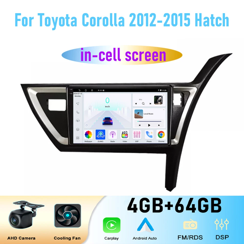 

10'' For Toyota Corolla 2012-2015 Car Radio Stereo Wireless Apple Carplay Android 15 Auto GPS Camera Google Map Head Unit WIFI