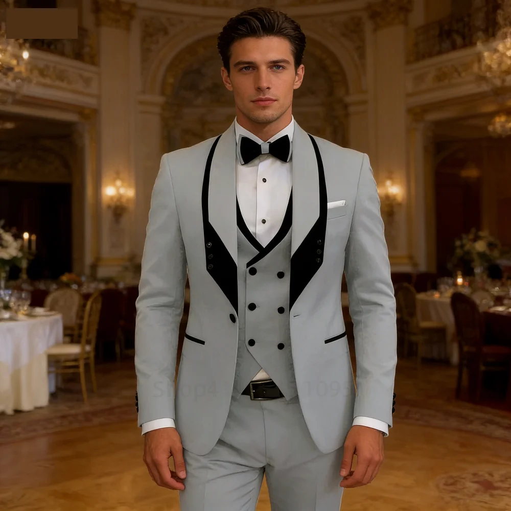 

Royal Blue Men's Wedding Suit Shawl Lapel Formal Tuxedo Coat Vest Pant Set for Groom Prom Party Dress