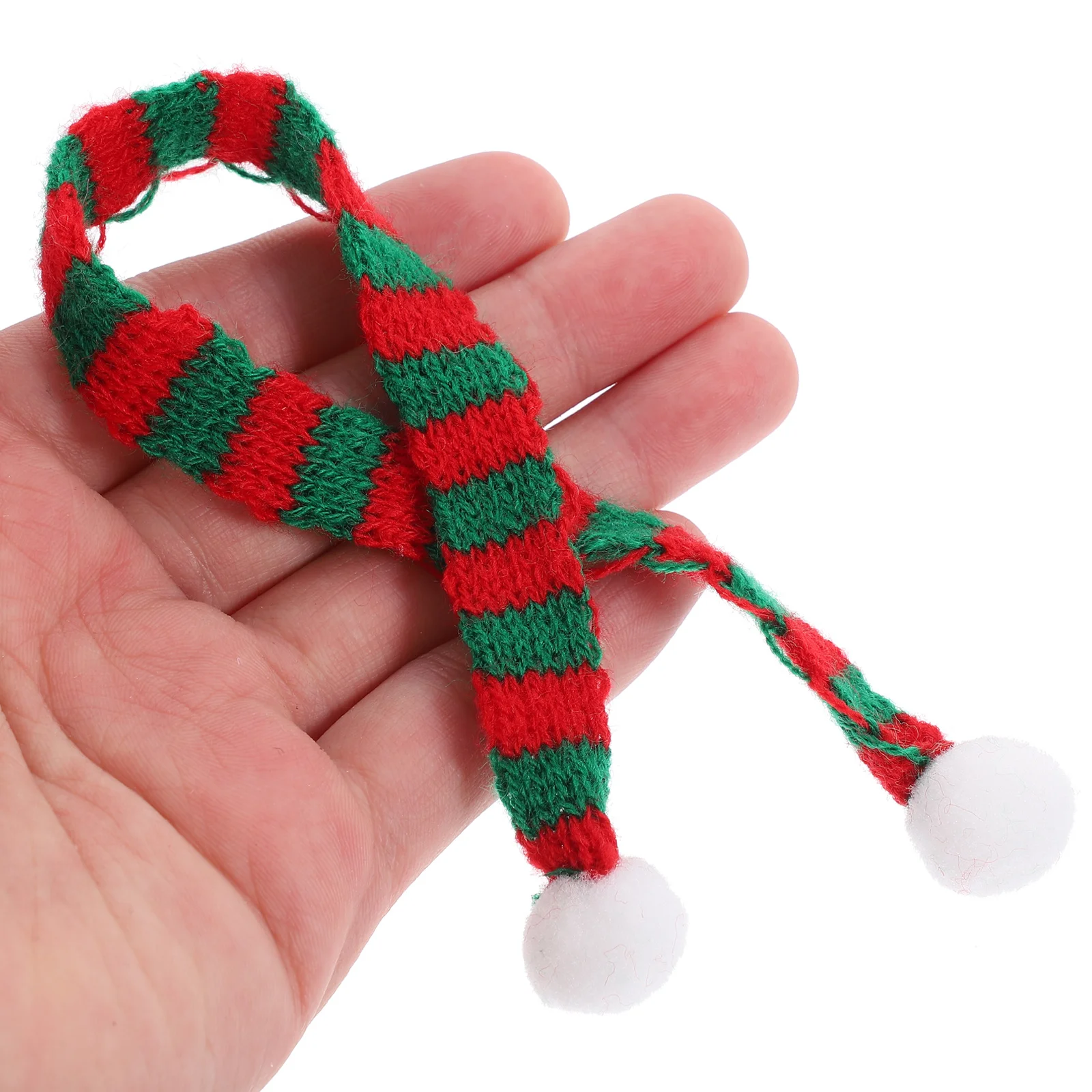 

10pcs 1X23Cm Knitted Scarf Mini Neckwear For Pet Wine Bottle Christmas Decor Red Green Striped Holiday Party Home Accessory